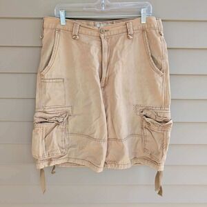 Jordan Craig Cargo Shorts Mens 34 Khaki Tan Utility Multi Pocket Drawstring Hem